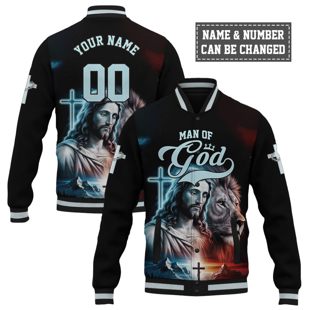 Man of god Jesus and Lion Baseball Jacket