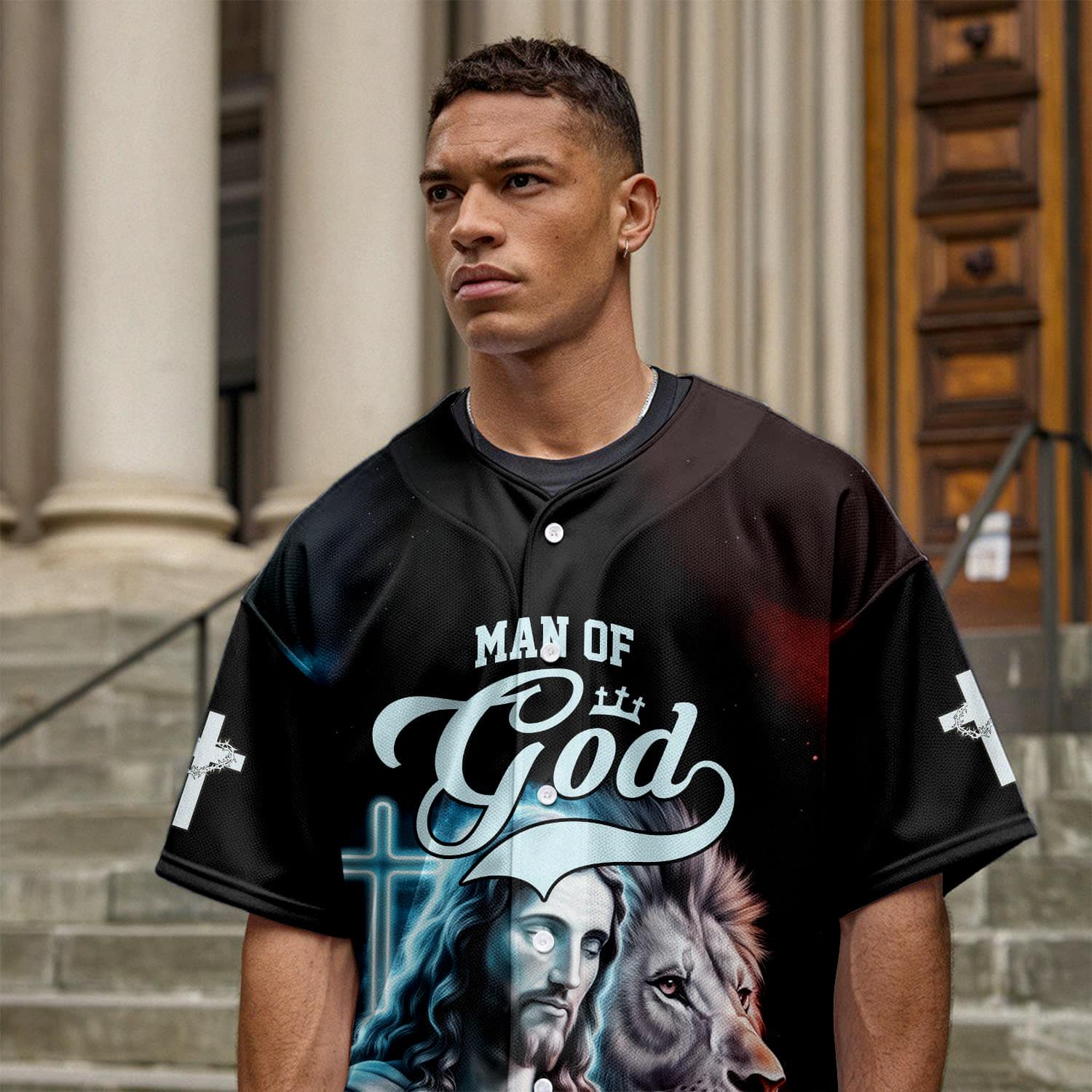 Man of god Jesus and Lion Baseball Jersey