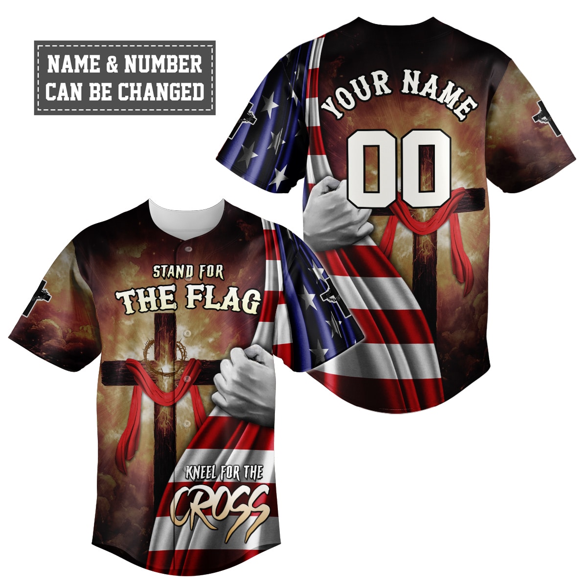 Stand for the Flag Kneel for the Cross Baseball Jersey