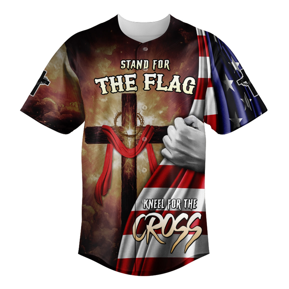 Stand for the Flag Kneel for the Cross Baseball Jersey