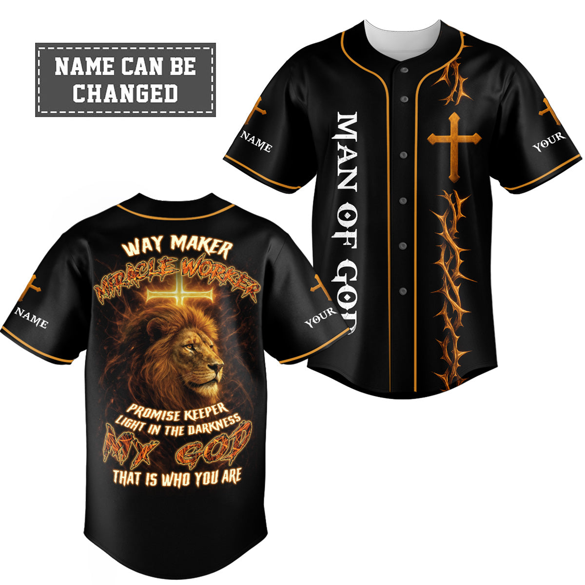 Way Maker Miracle Worker Promise Keeper Custom Name Baseball Jersey