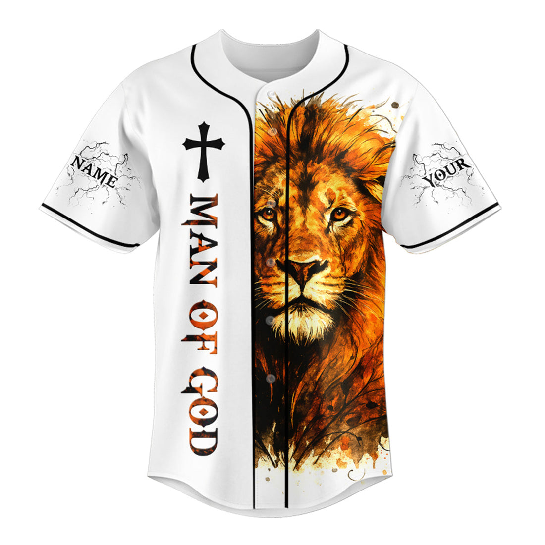 Man of Faith Lion Custom Name Baseball Jersey