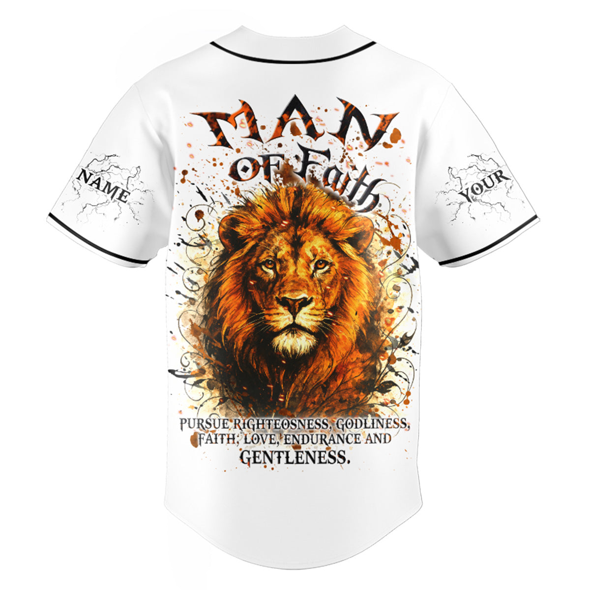 Man of Faith Lion Custom Name Baseball Jersey