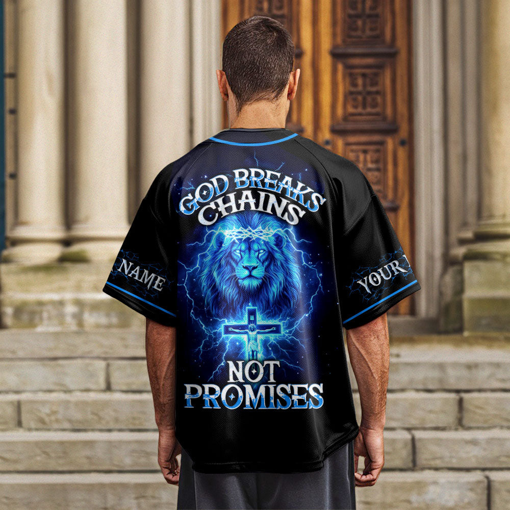 God Breaks Chains Not Promises Lion Custom Name Baseball Jersey