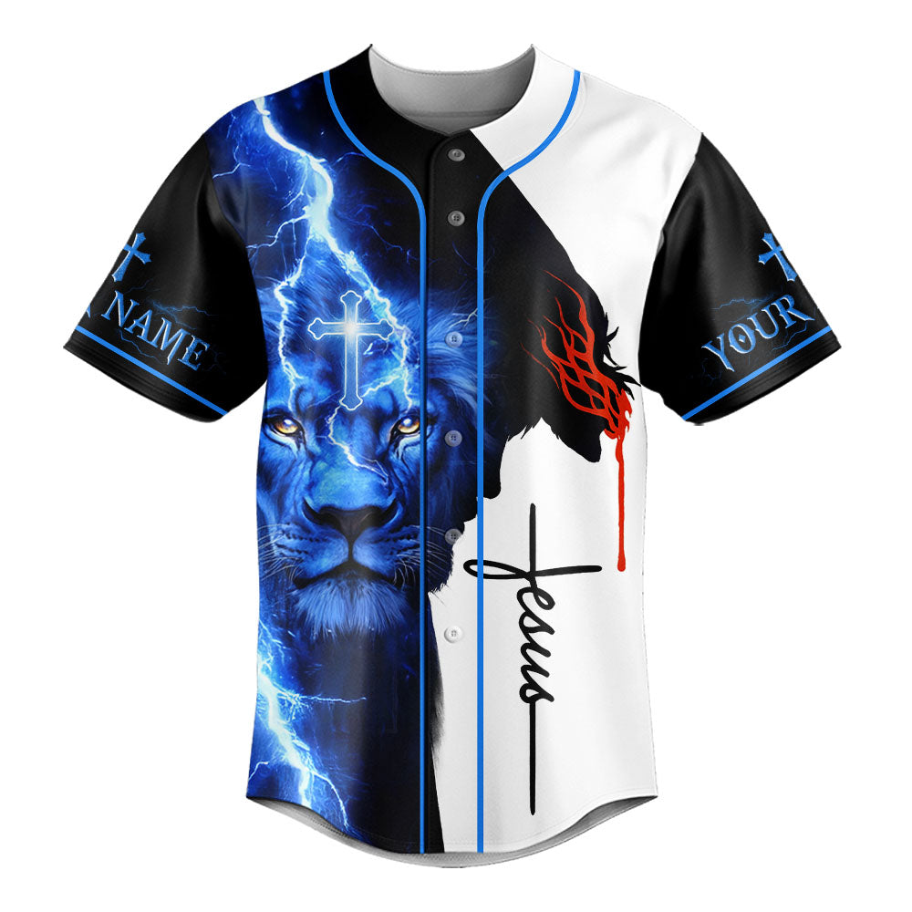 Way Maker Lion Cross Custom Name Baseball Jersey