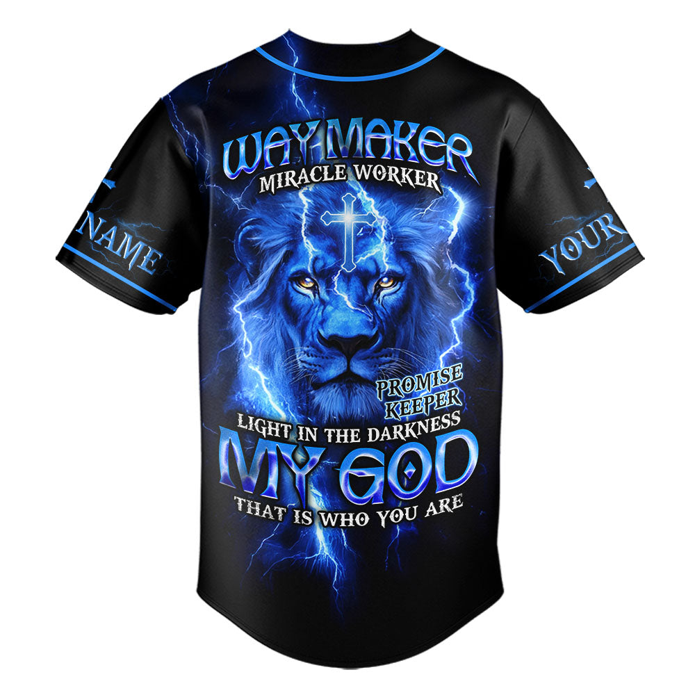 Way Maker Lion Cross Custom Name Baseball Jersey
