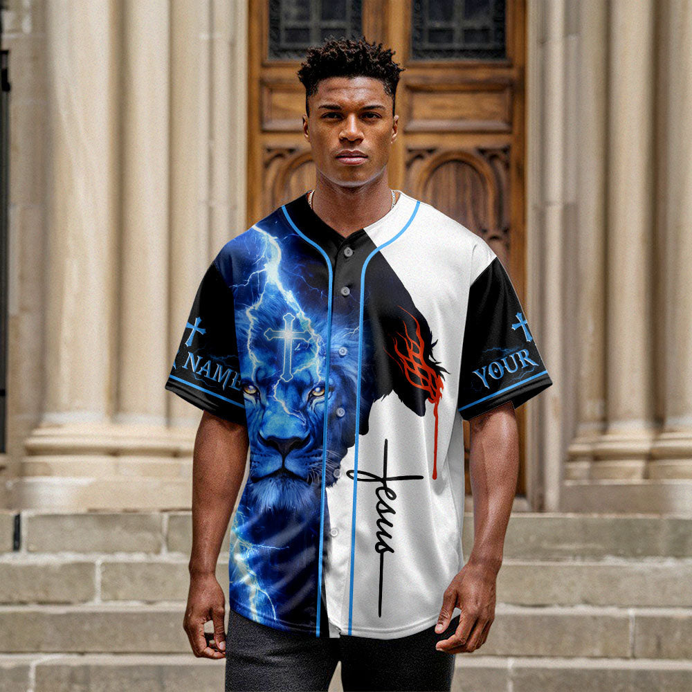 Way Maker Lion Cross Custom Name Baseball Jersey