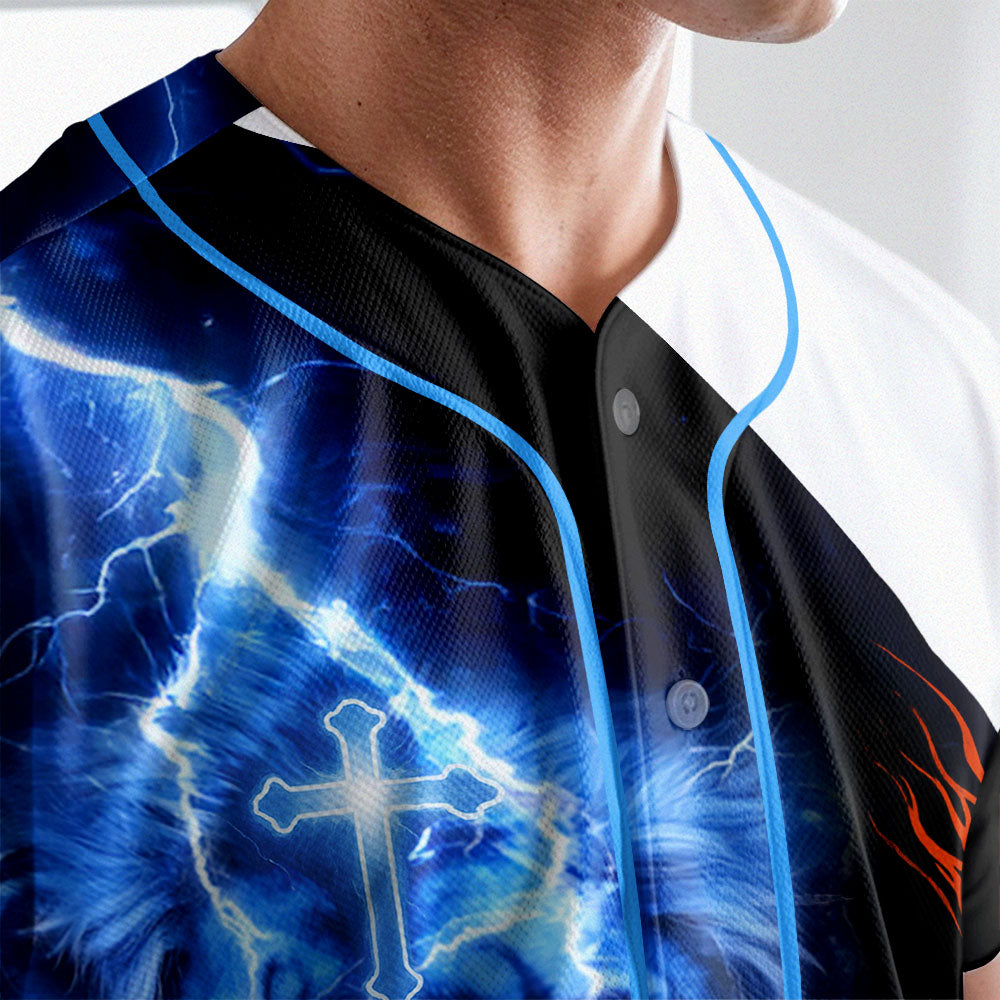 Way Maker Lion Cross Custom Name Baseball Jersey