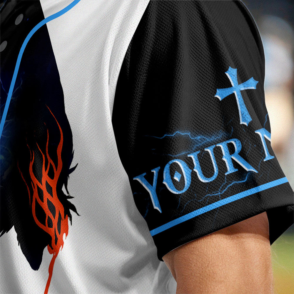 Way Maker Lion Cross Custom Name Baseball Jersey