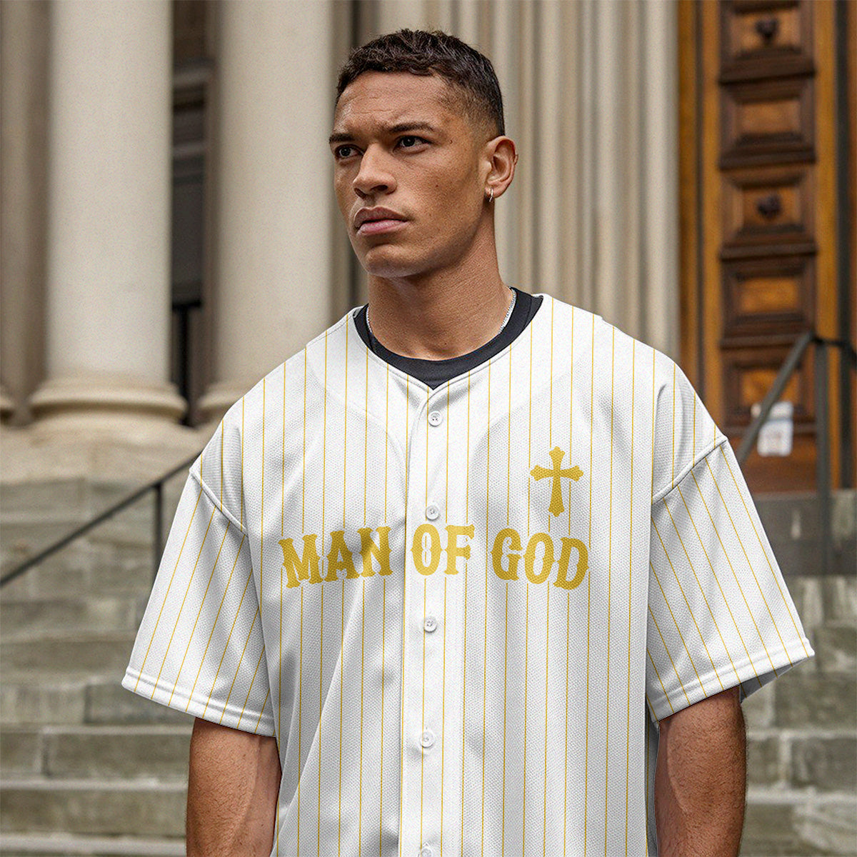 Man Of God Striped Baseball Jersey