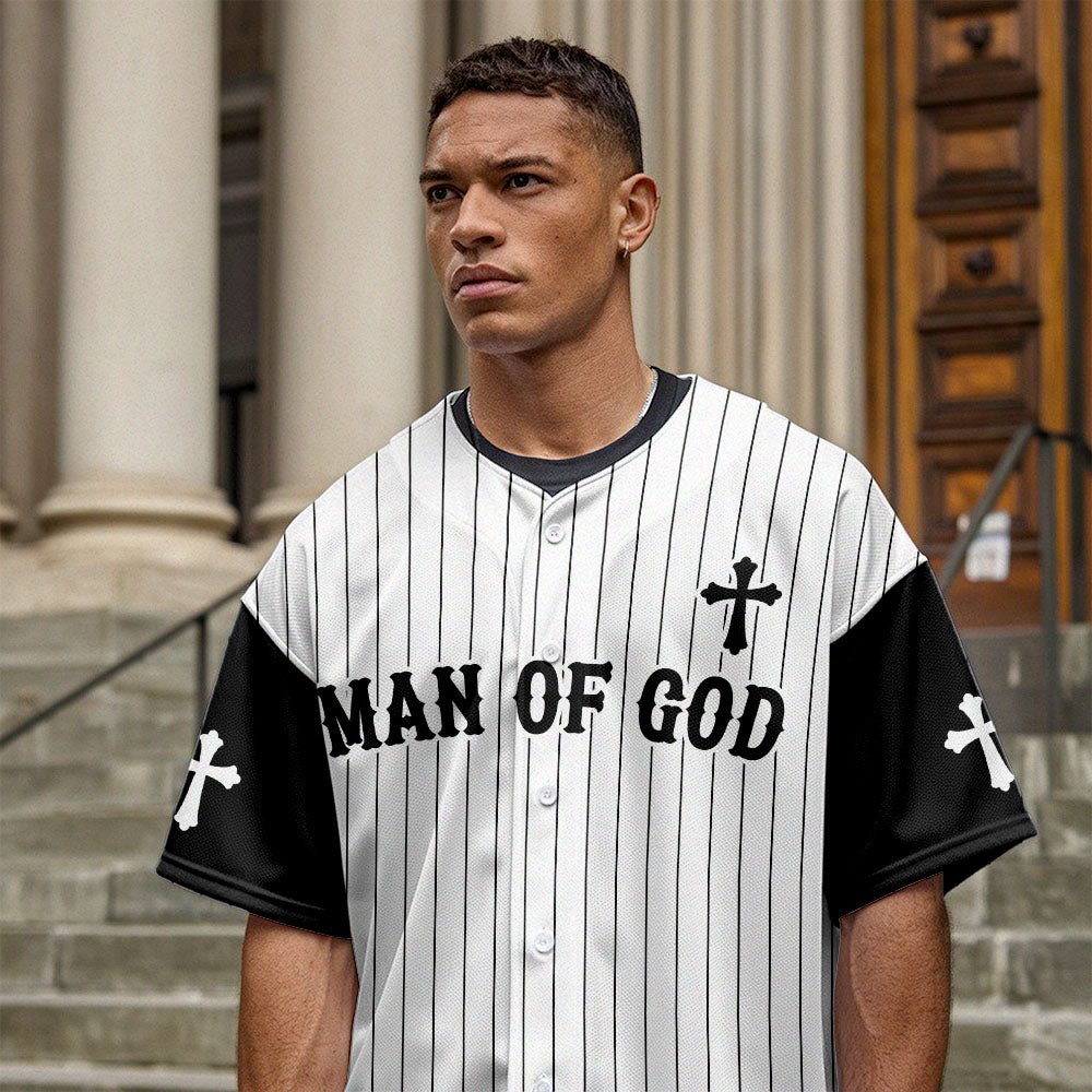 Man Of God Striped Baseball Jersey