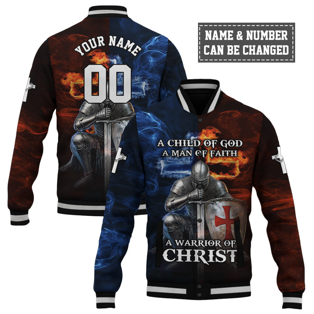 A Child of God A man of Faith Baseball Jacket