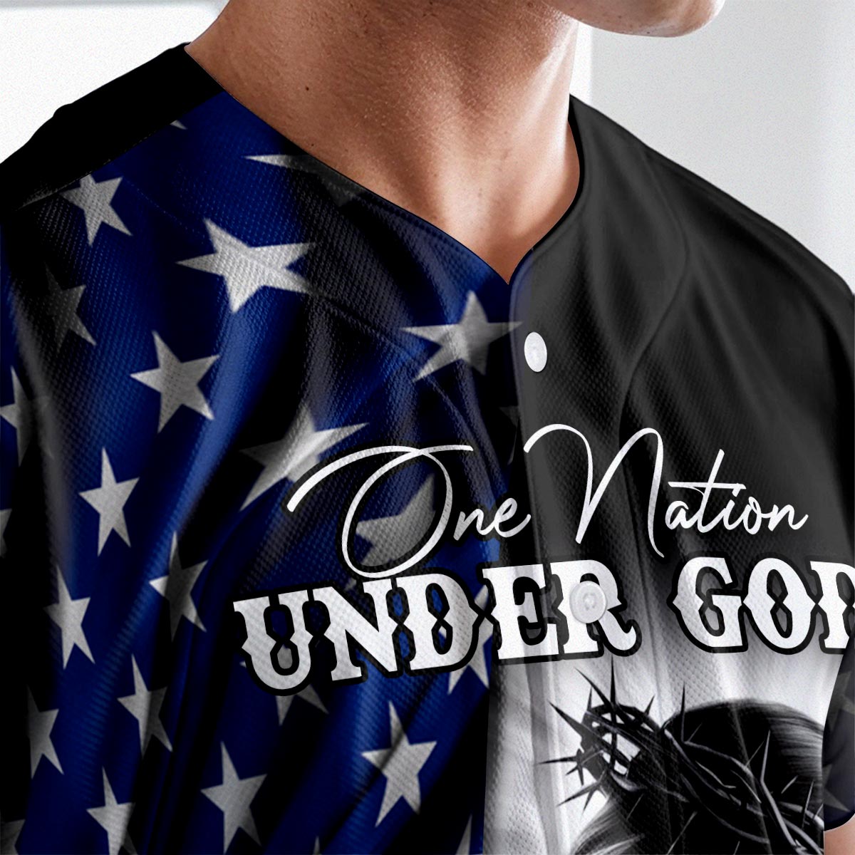 One Nation Under God Flag Baseball Jersey 2