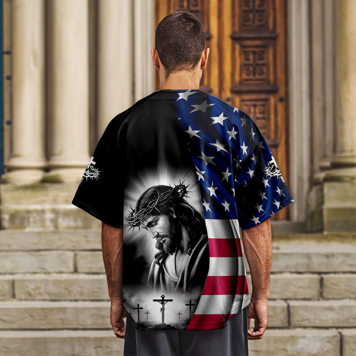 One Nation Under God Flag Baseball Jersey 2