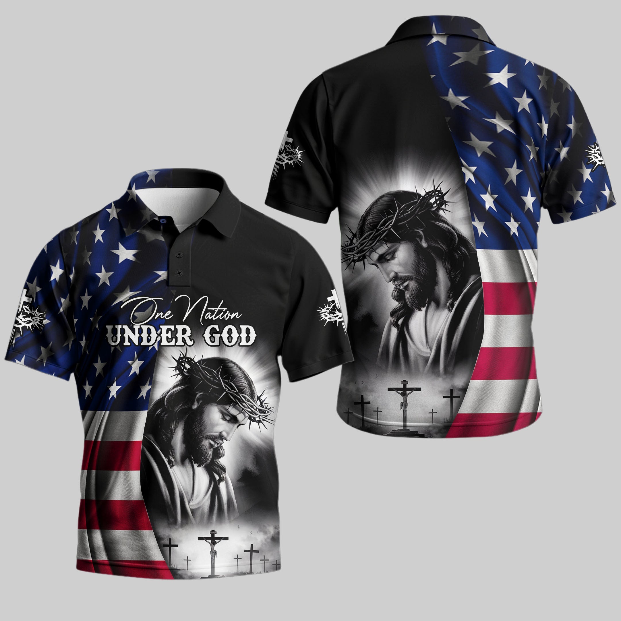 One Nation Under God Flag Polo