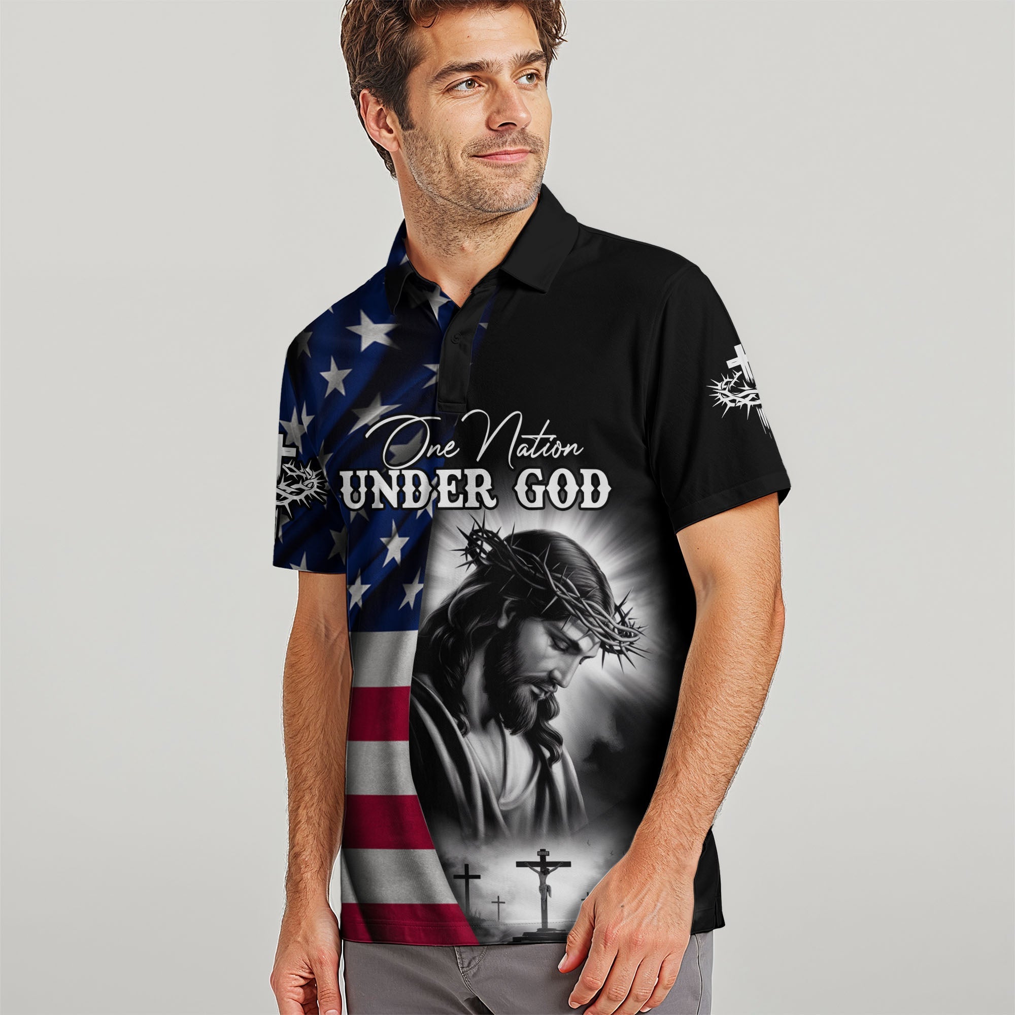 One Nation Under God Flag Polo