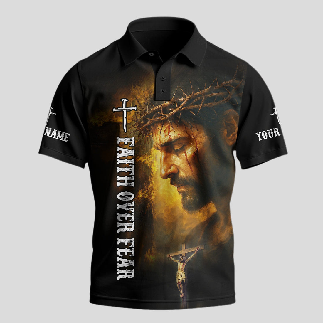 1 Cross 3 Nails 4 Given Polo Shirt