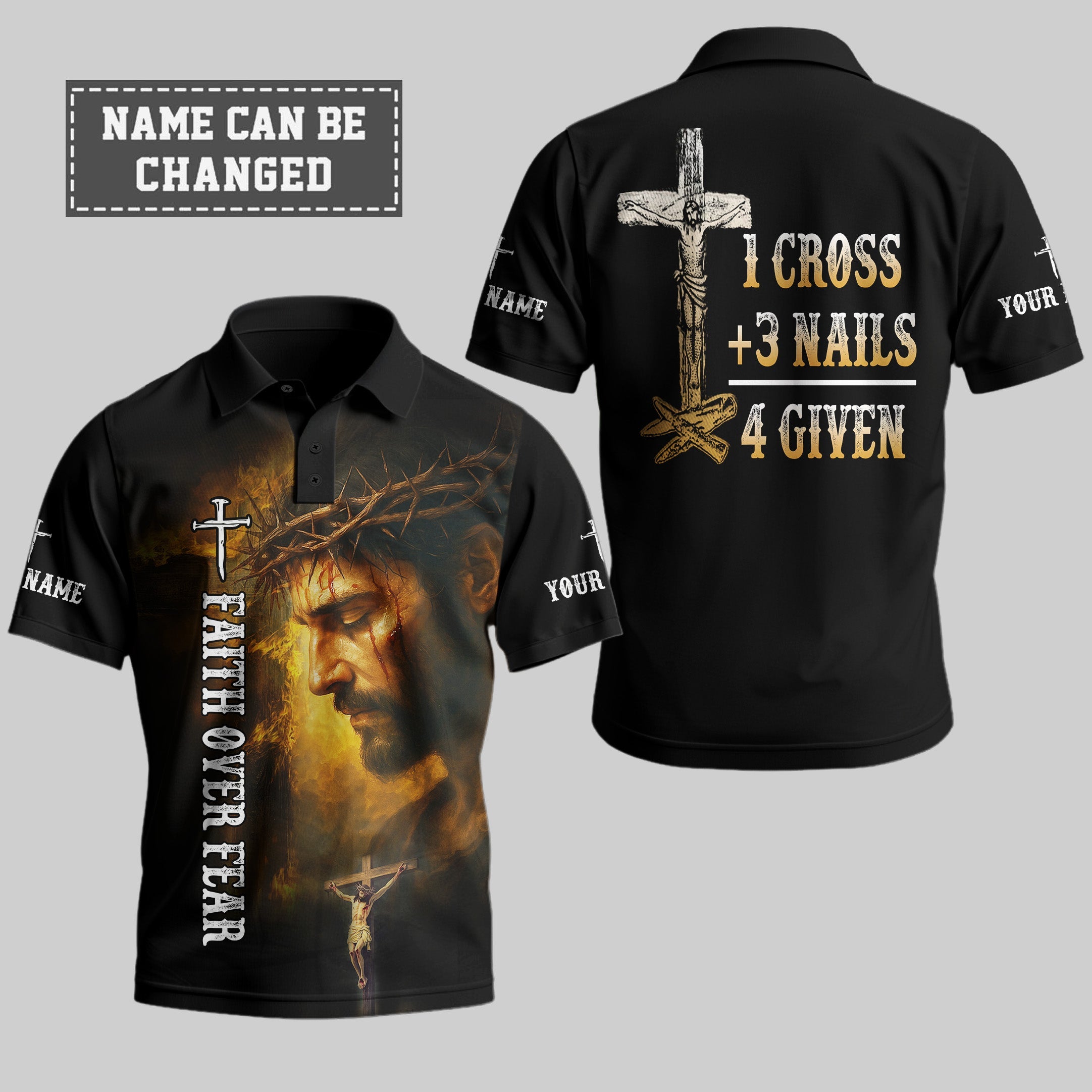 1 Cross 3 Nails 4 Given Polo Shirt