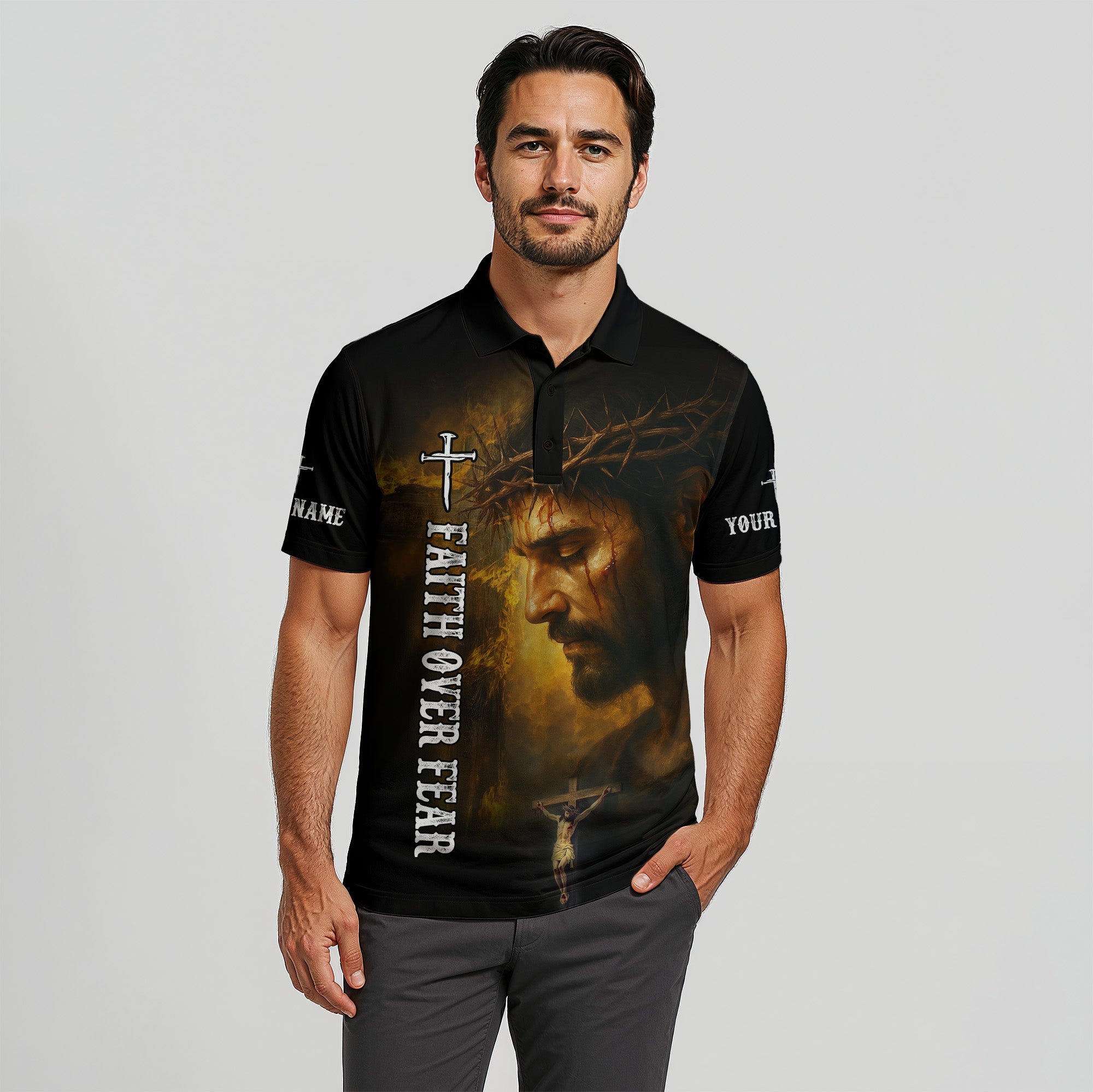 1 Cross 3 Nails 4 Given Polo Shirt