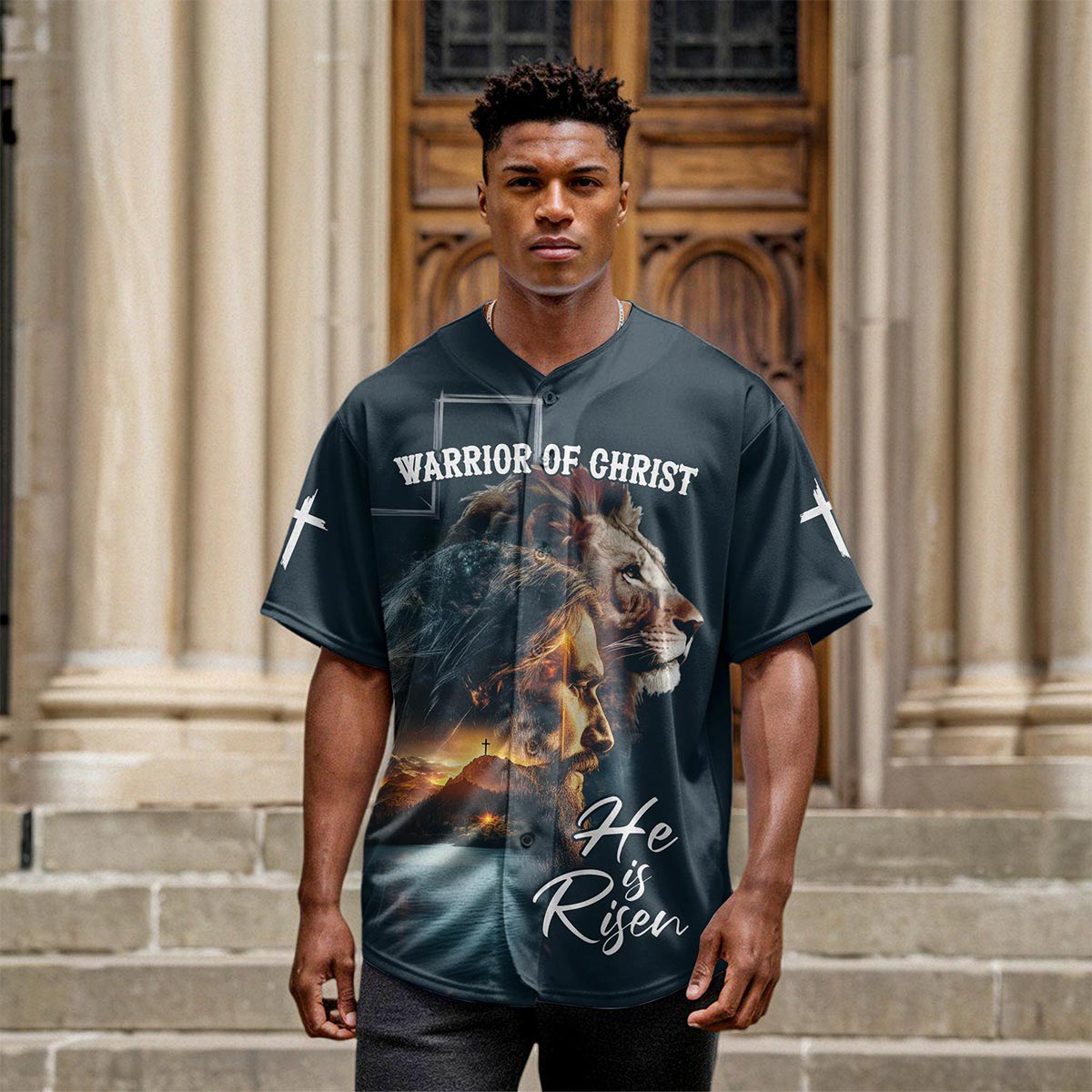 Warrior of Christ He is Risen Custom Name Baseball Jersey