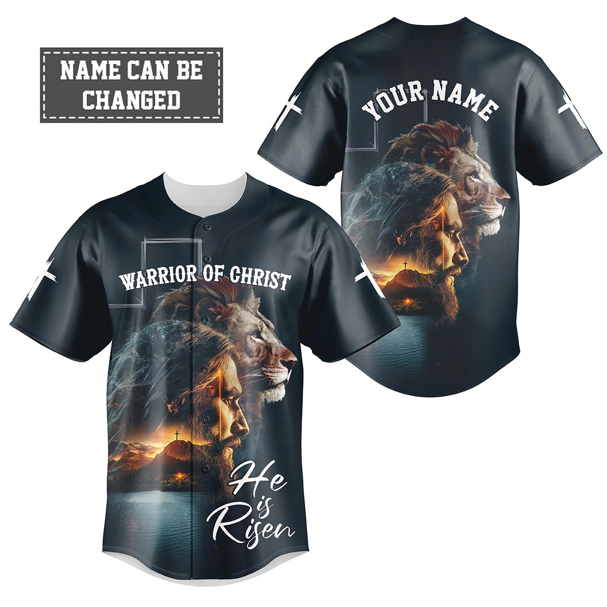 Warrior of Christ He is Risen Custom Name Baseball Jersey