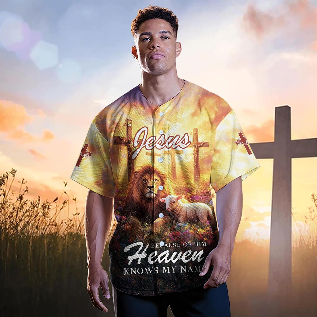 Jesus Because of Him Heaven Know my Name Baseball Jersey