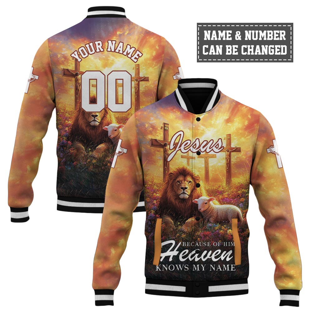 Jesus Because of Him Heaven Know my Name Baseball Jacket