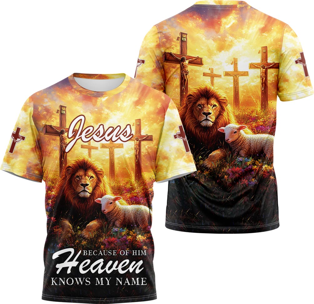 Jesus Because of Him Heaven Know my Name T-shirt