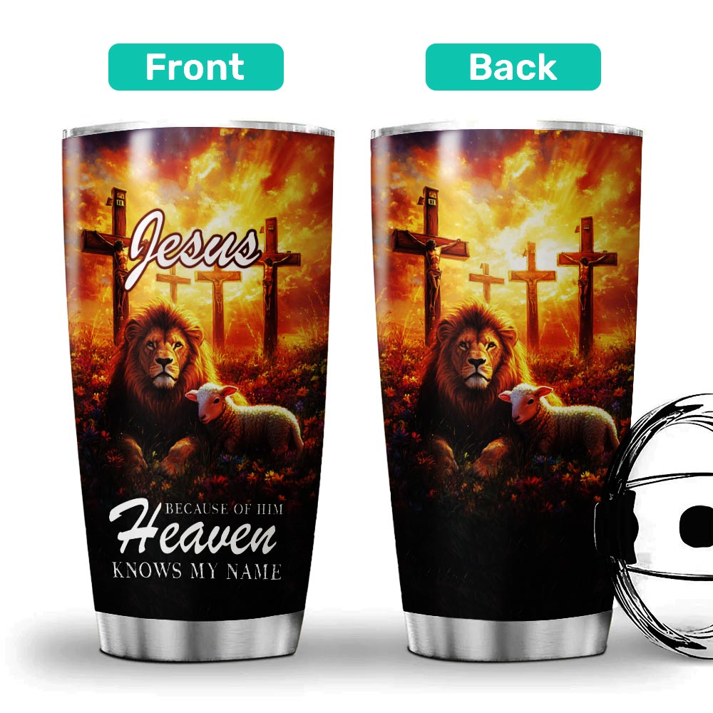 Jesus Because of Him Heaven Know my Name Stainless Steel Tumbler