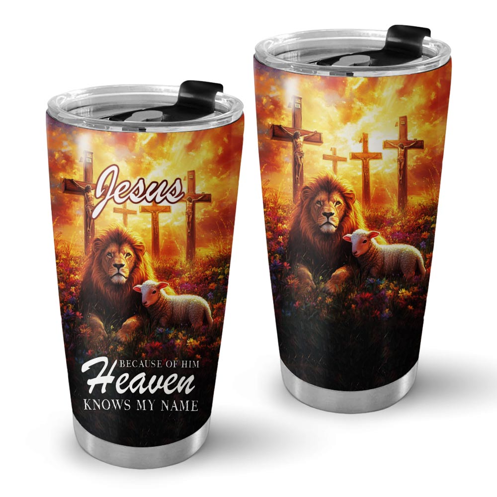 Jesus Because of Him Heaven Know my Name Stainless Steel Tumbler