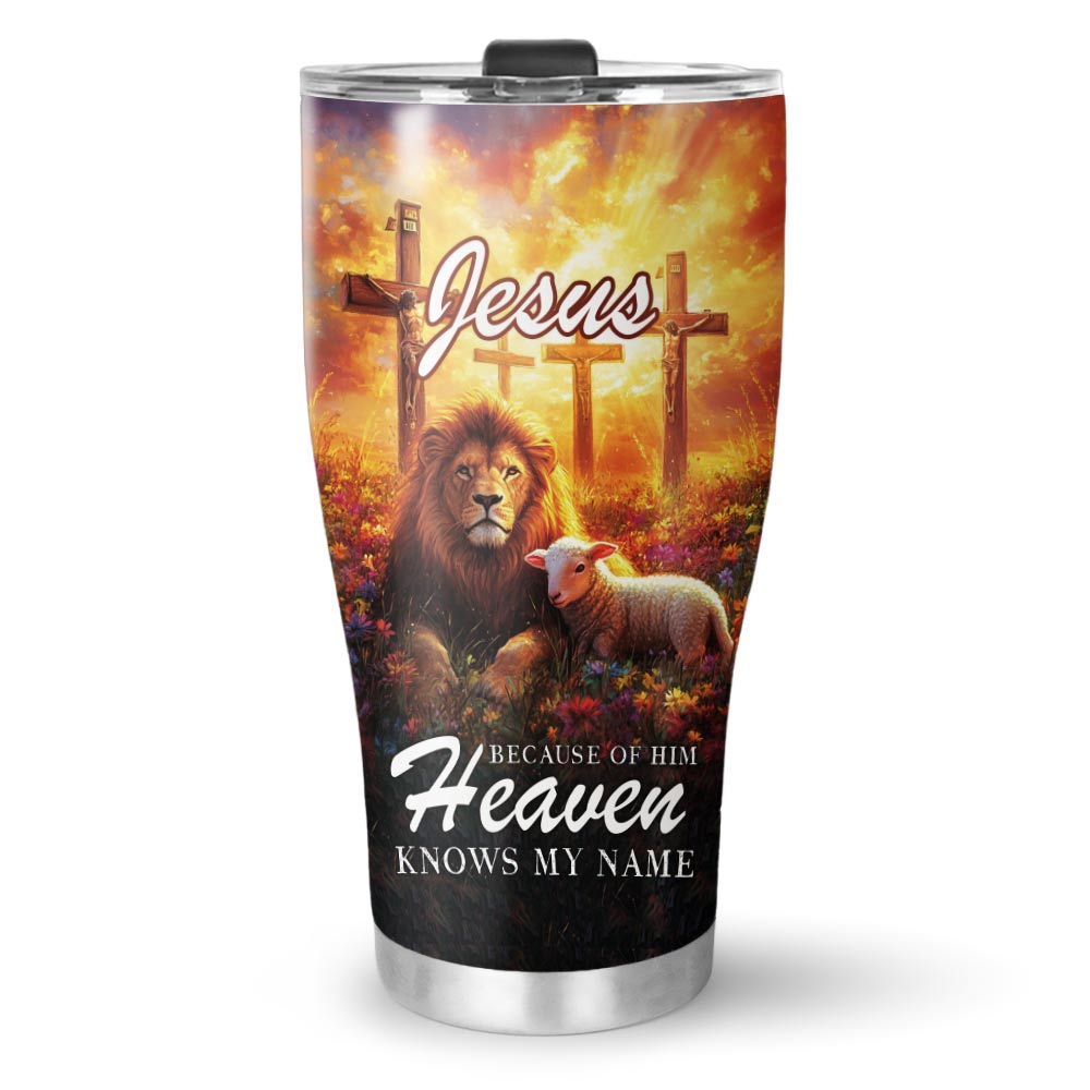 Jesus Because of Him Heaven Know my Name Stainless Steel Tumbler