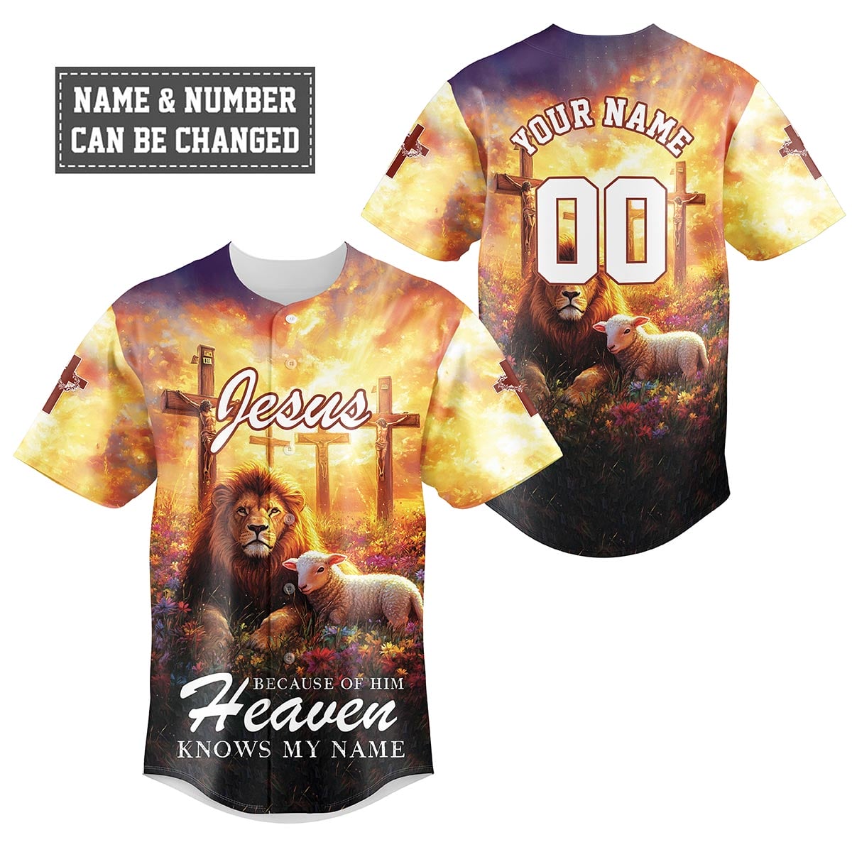 Jesus Because of Him Heaven Know my Name Baseball Jersey