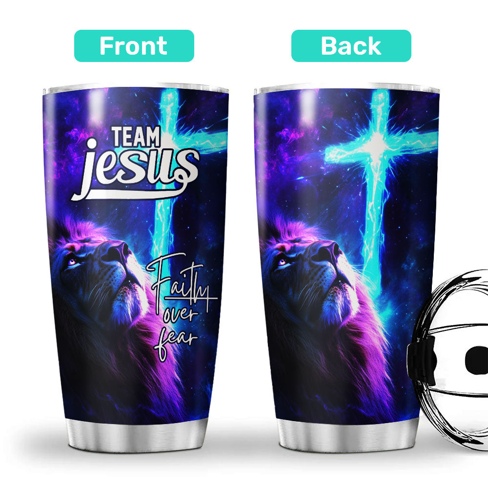 Team Jesus – Lion’s Faith & Heavenly Cross Stainless Steel Tumbler