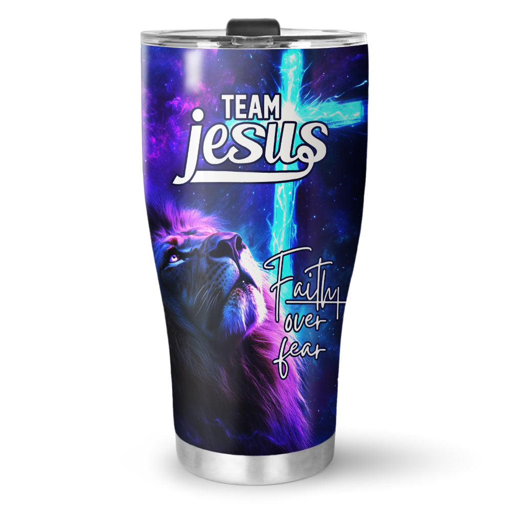 Team Jesus – Lion’s Faith & Heavenly Cross Stainless Steel Tumbler