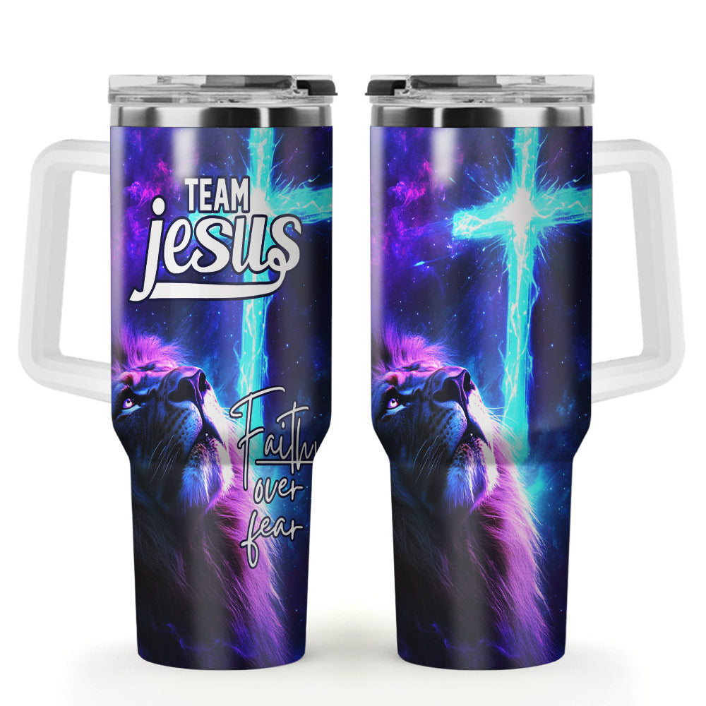 Team Jesus – Lion’s Faith & Heavenly Cross Stainless Steel Tumbler