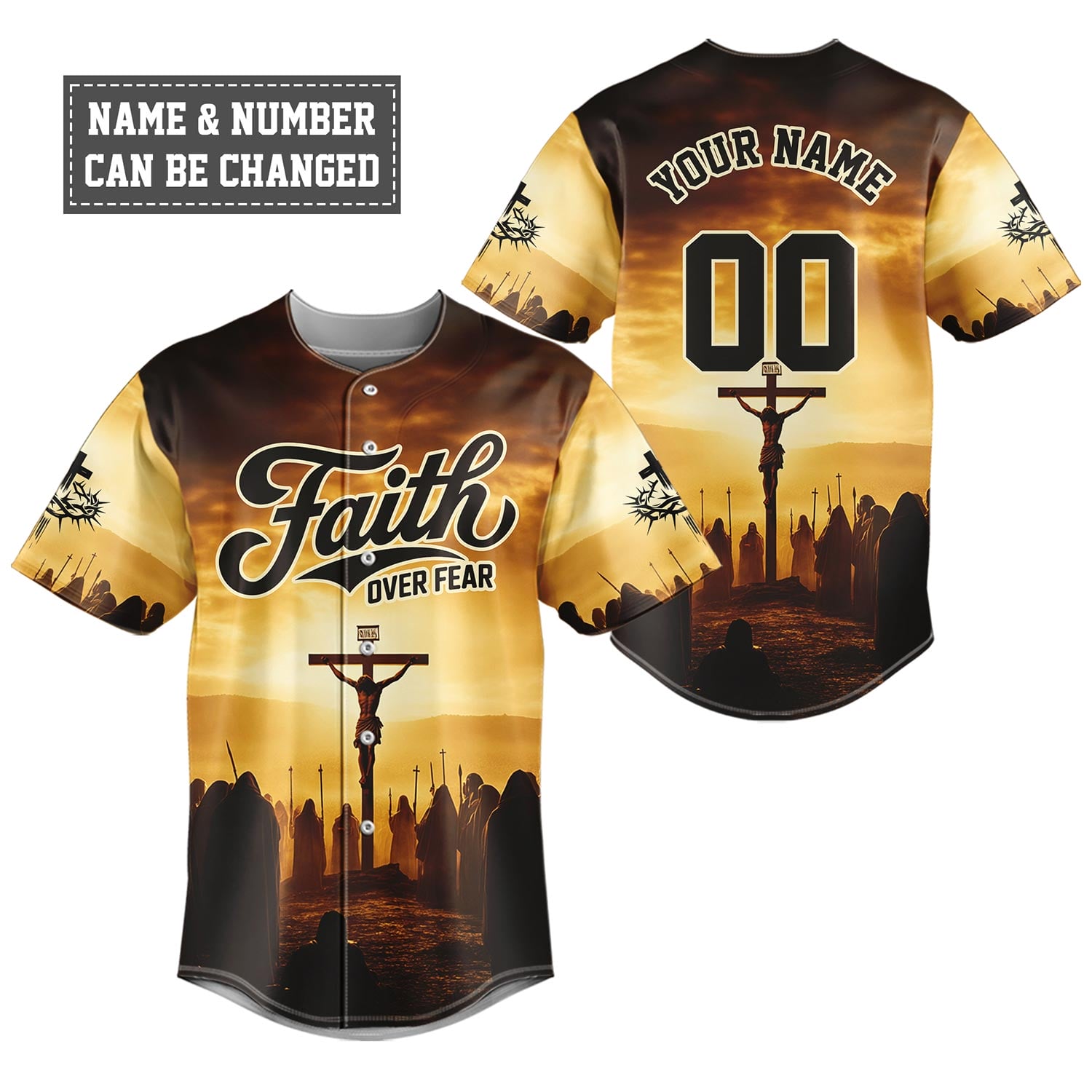 Jesus Faith Over Fear Cross Baseball Jersey
