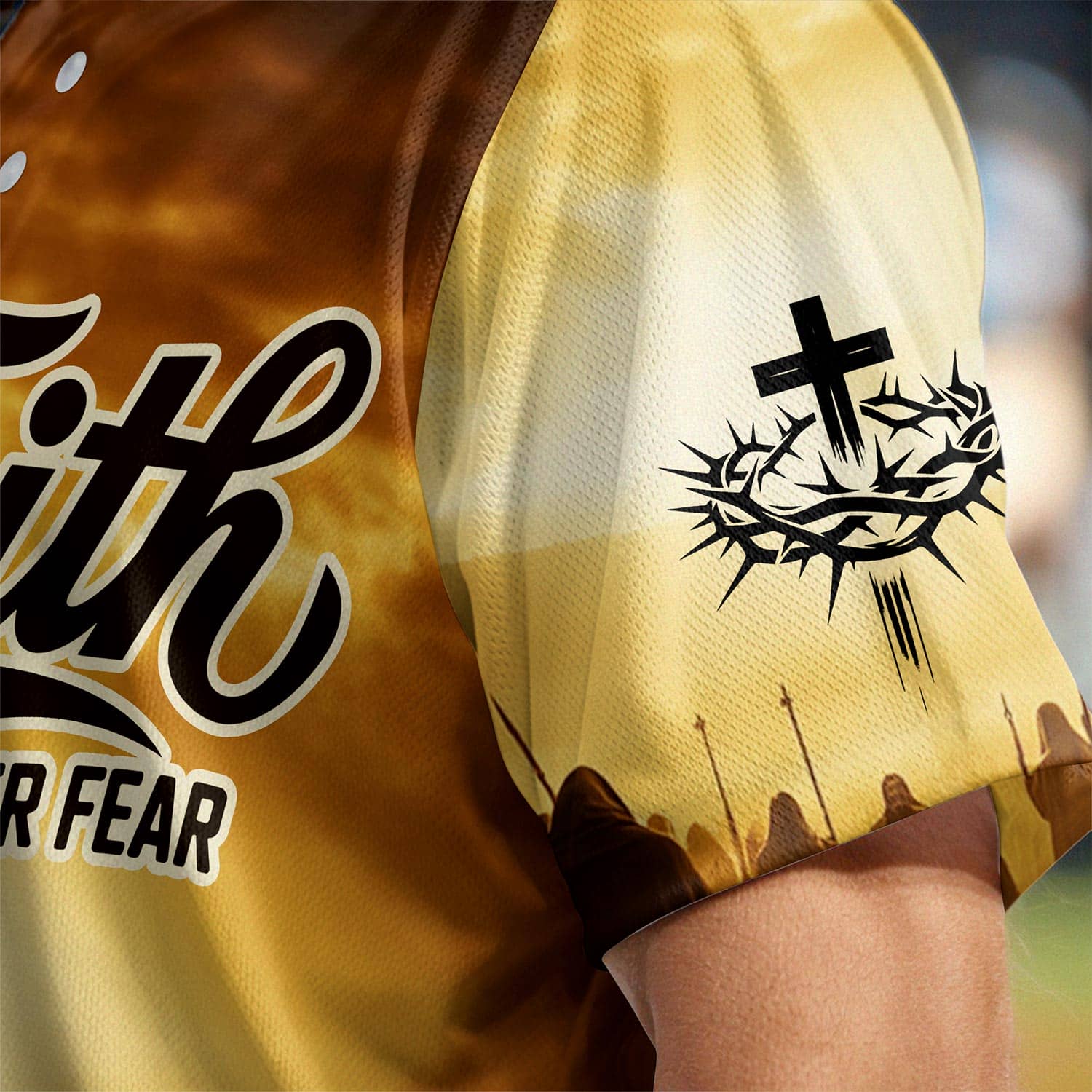 Jesus Faith Over Fear Cross Baseball Jersey