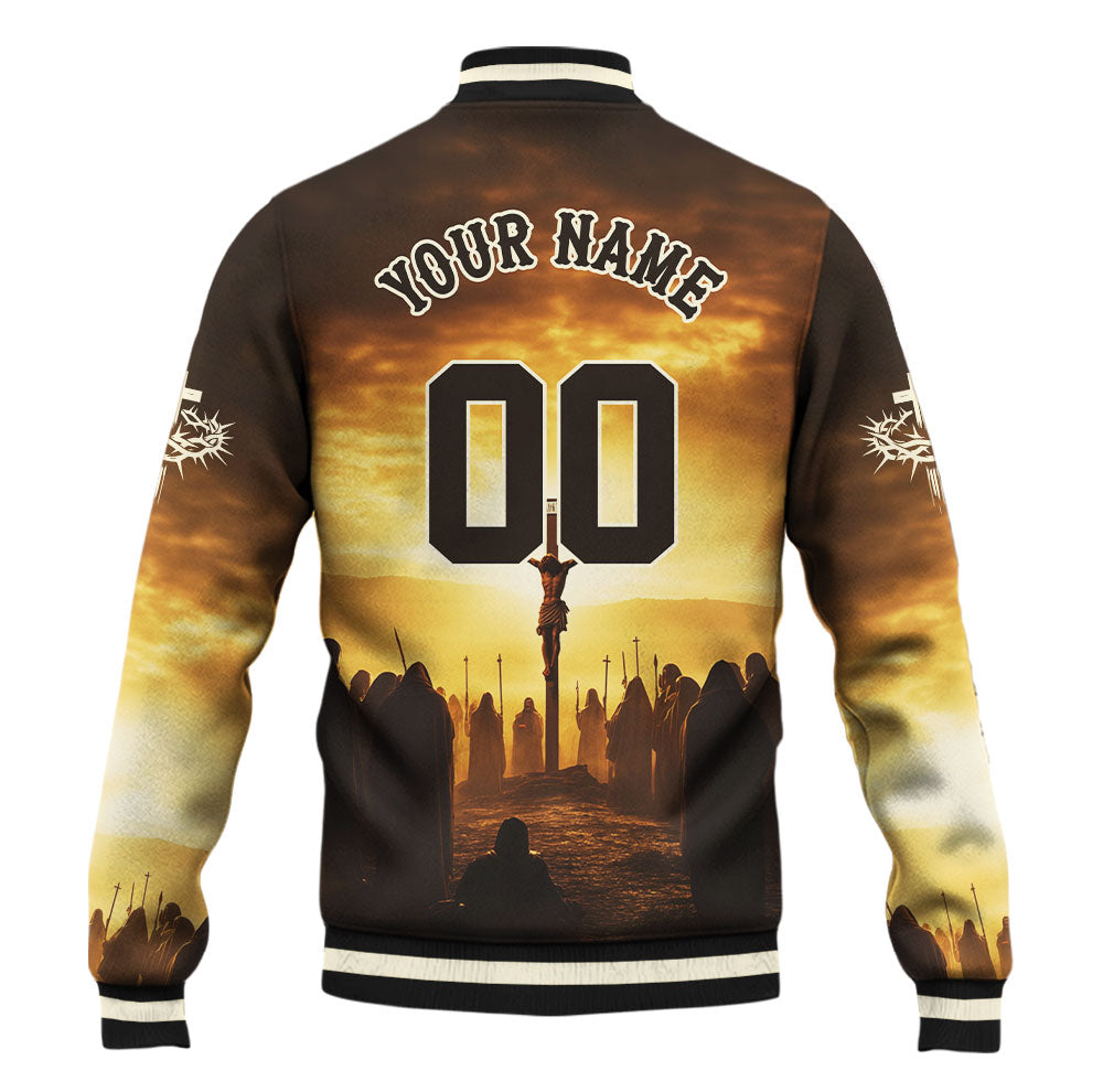 Jesus Faith Over Fear Cross Baseball Jacket