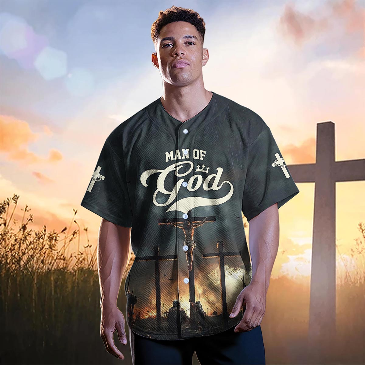 Man Of God Cross Baseball Jersey