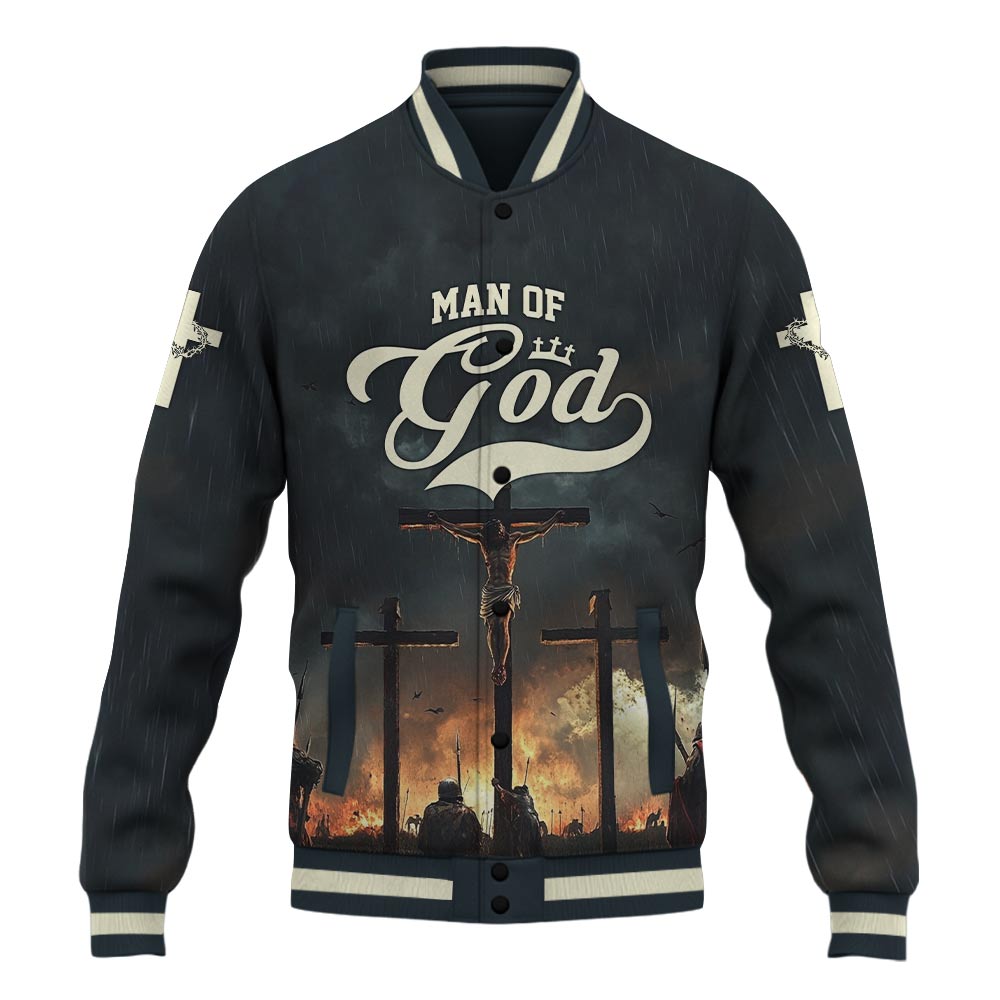 Man Of God Cross Baseball Jacket