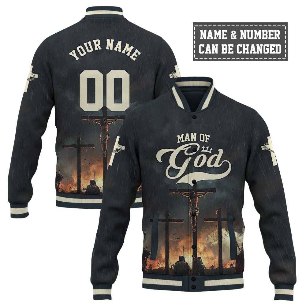 Man Of God Cross Baseball Jacket