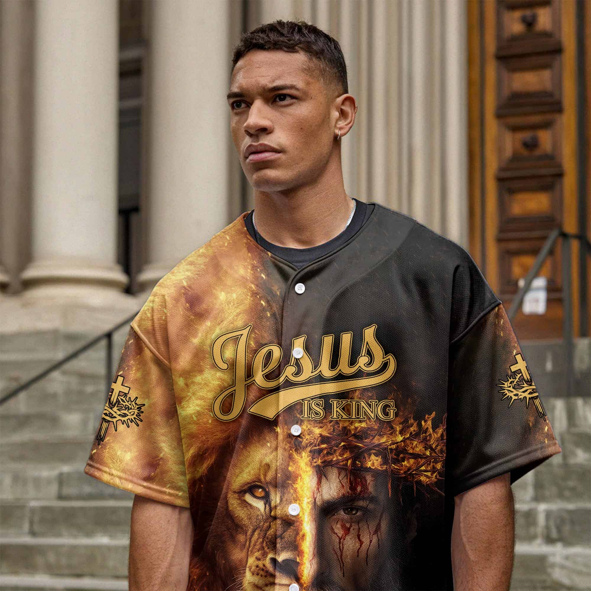 Jesus Is King Lion Baseball Jersey