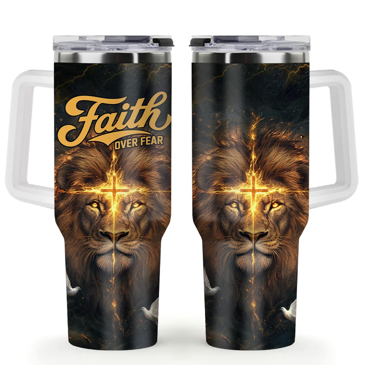 Faith Over Fear Divine Strength Tumbler