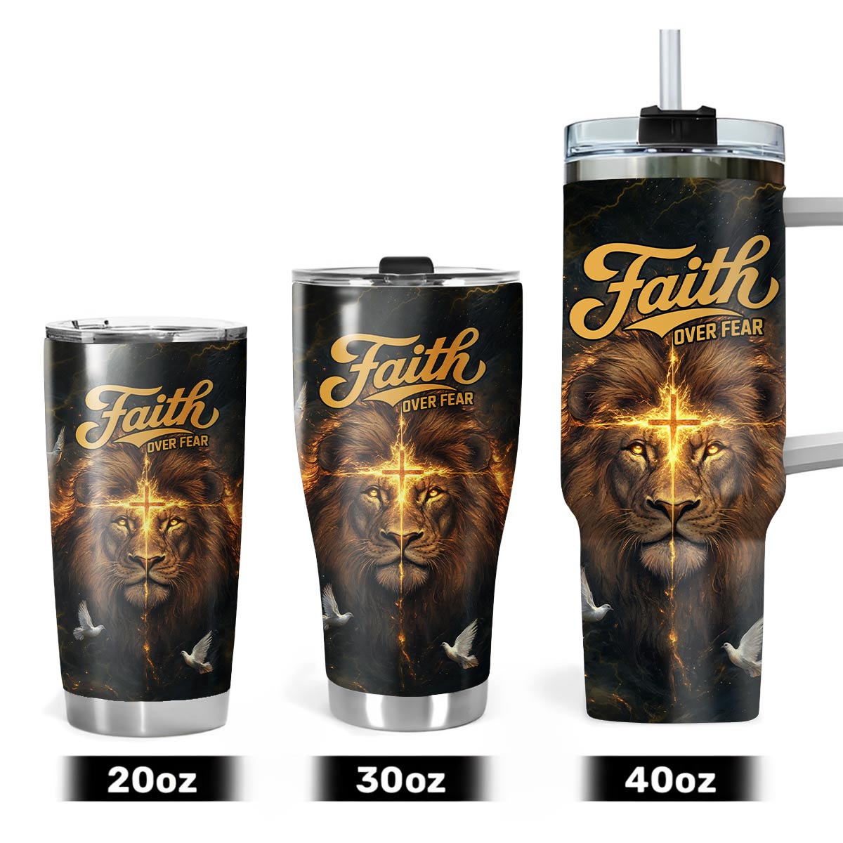 Faith Over Fear Divine Strength Tumbler