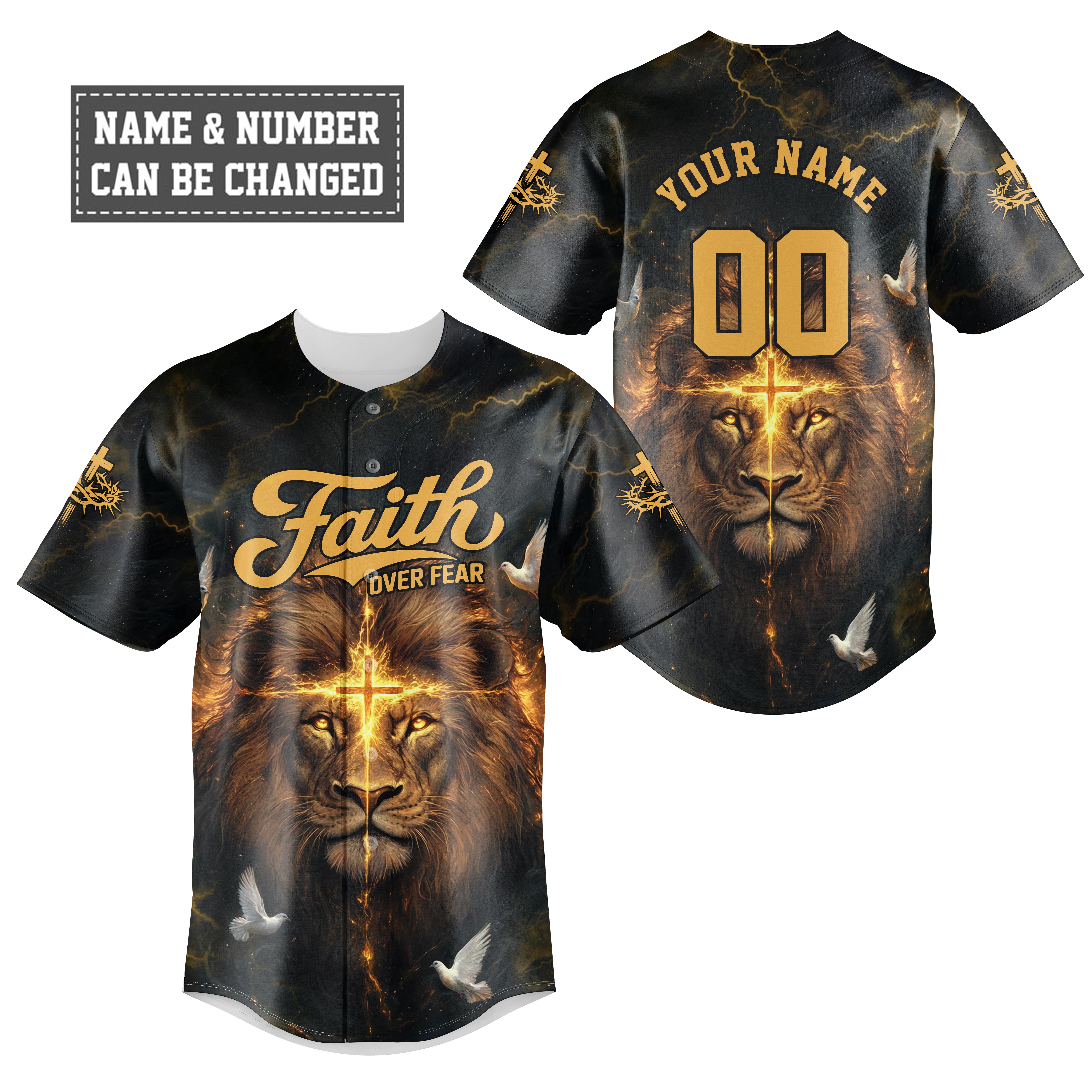 Faith Over Fear Divine Strength Baseball Jersey