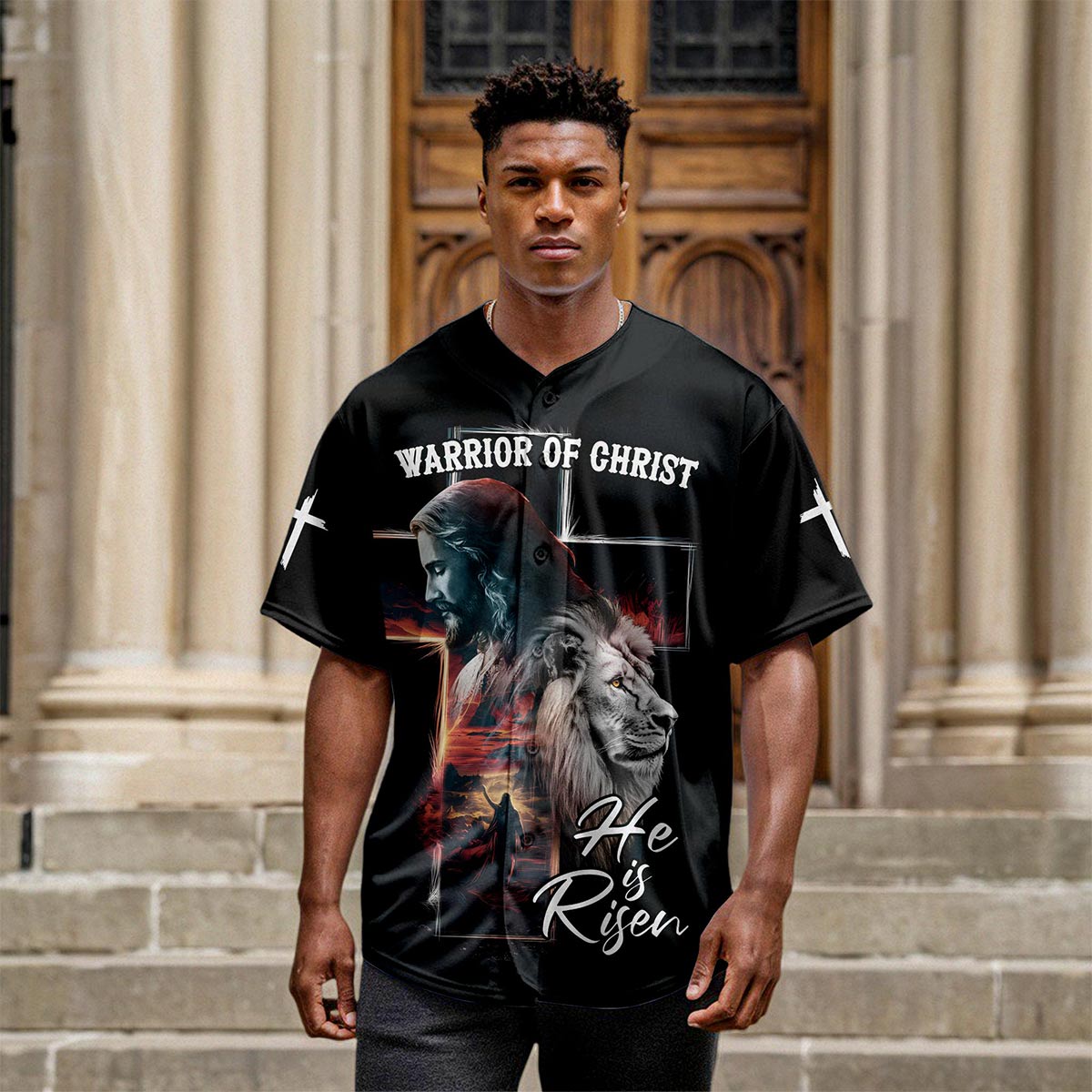 Warrior of Christ He is Risen Baseball Jersey