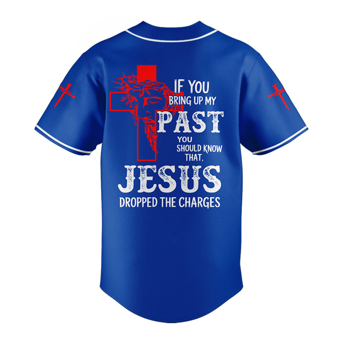 "Jesus Dropped The Charges" Baseball Jersey Blue