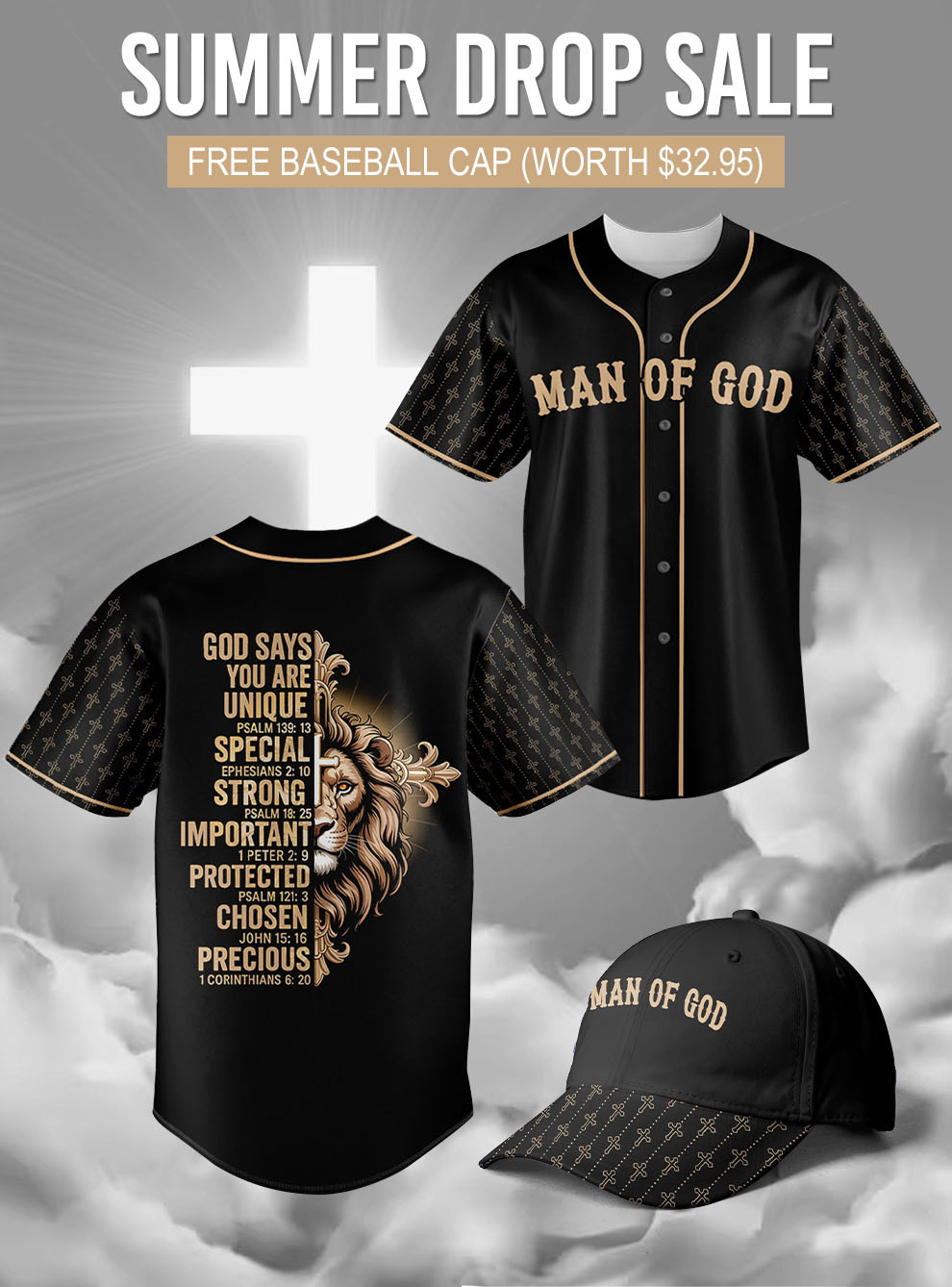 "Lion’s Creed" Baseball Jersey & Hat Bundle
