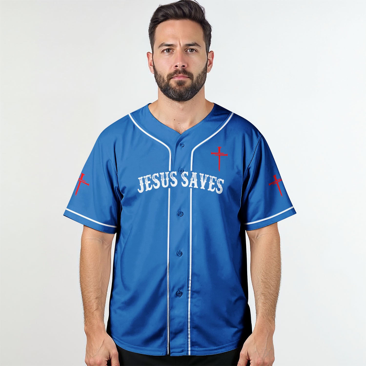 "Jesus Dropped The Charges" Baseball Jersey Blue