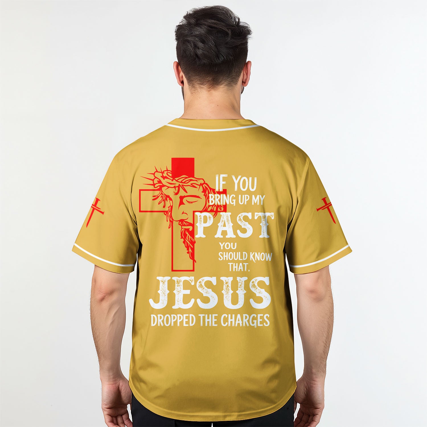 "Jesus Dropped The Charges" Baseball Jersey Yellow